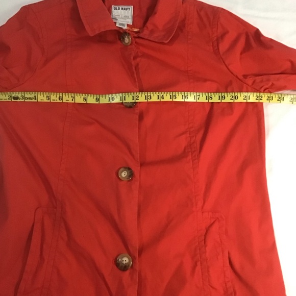 Old Navy Cotton Spring Coral Red Trench Coat, Vintage‎ Y2K, Size XL - Picture 8 of 9